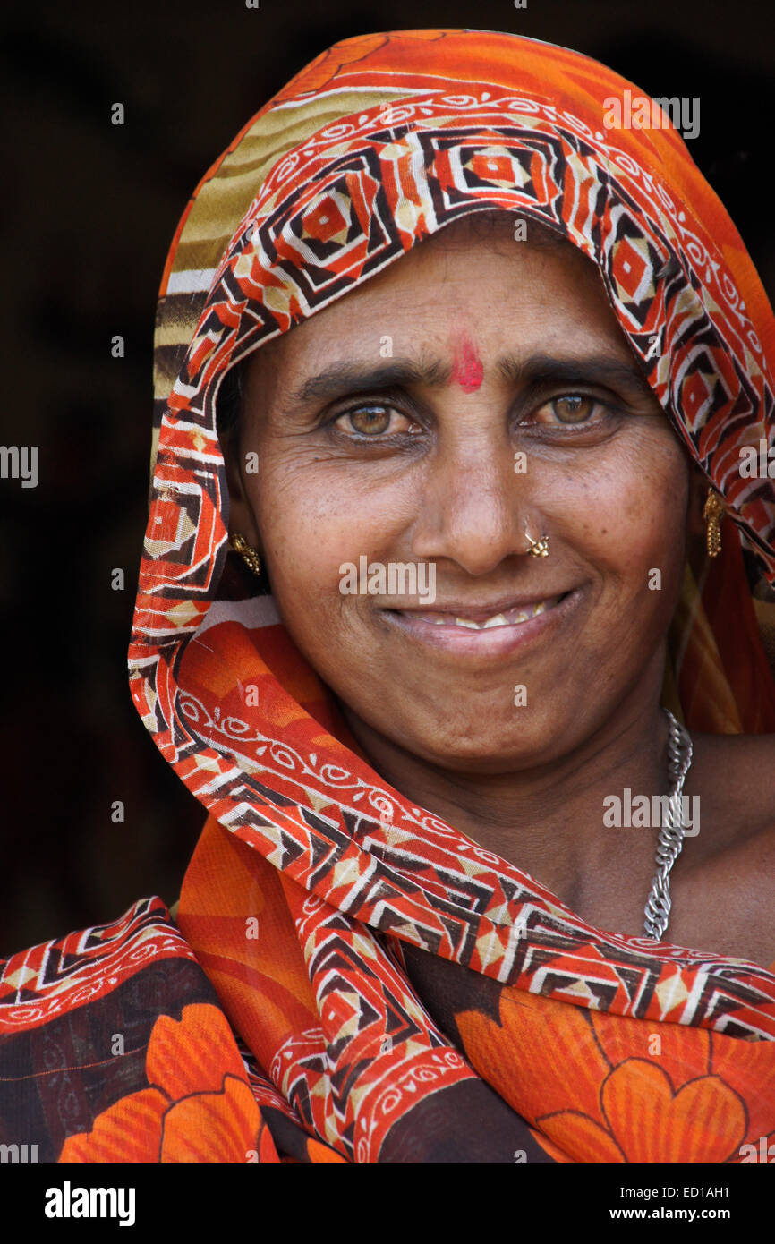 Woman of Rathwa tribe, Gujarat, India Stock Photo