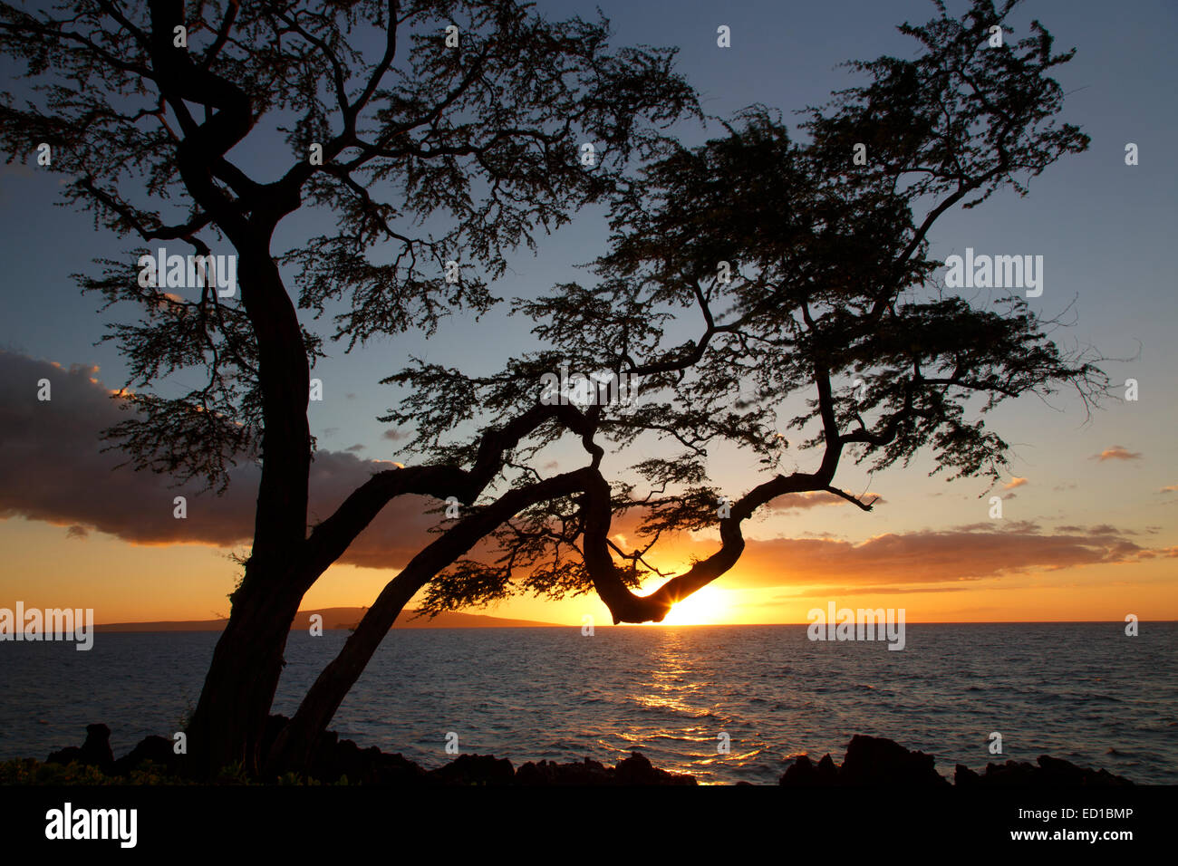 Sunset, Wailea Beach, Maui, Hawaii. Stock Photo