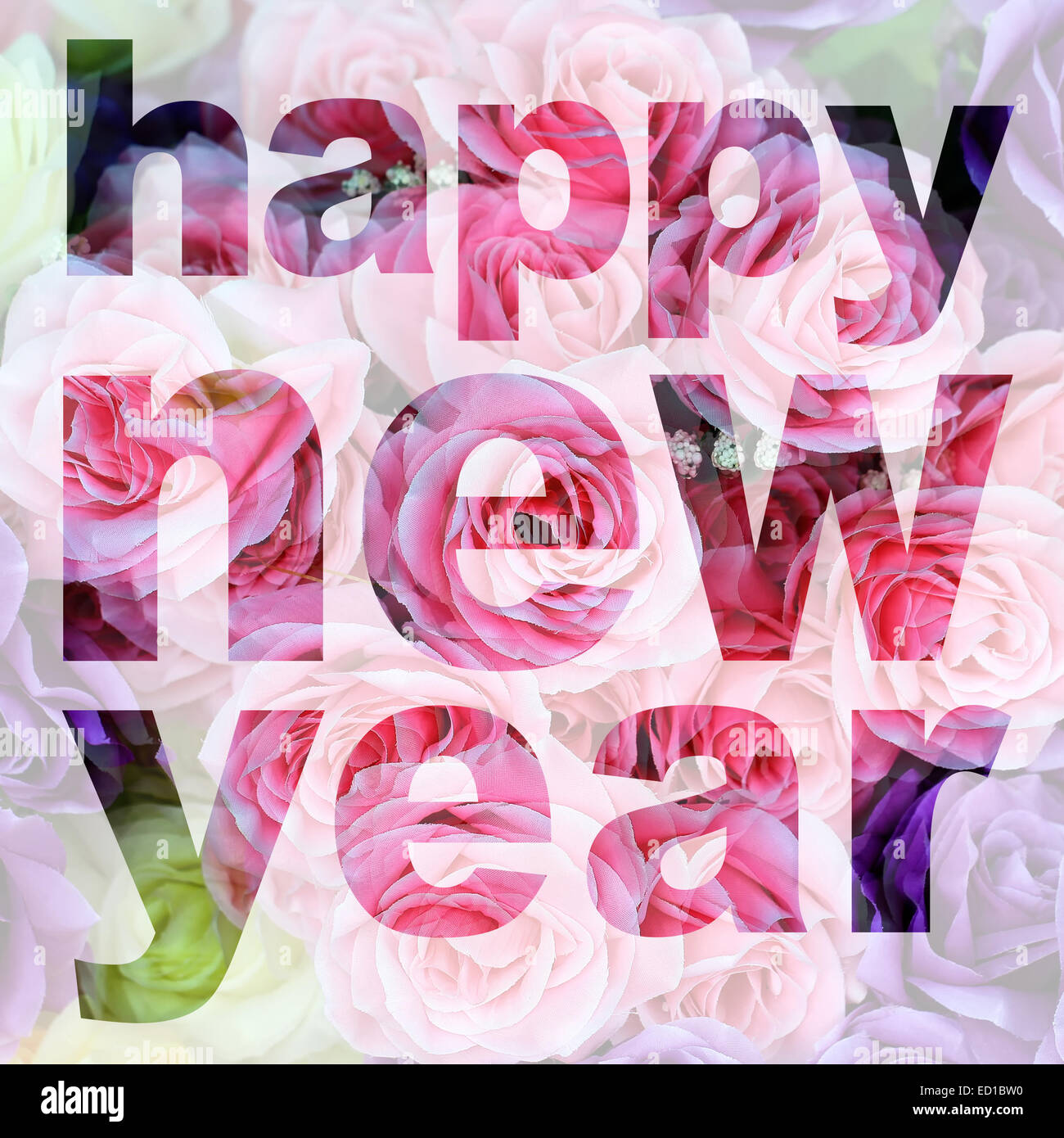 word happy new year made from rose flower picture Stock Photo Alamy