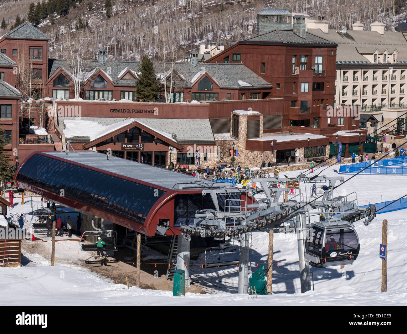 Centennial Lift, combination chair and gondola lift or chondola, Beaver
