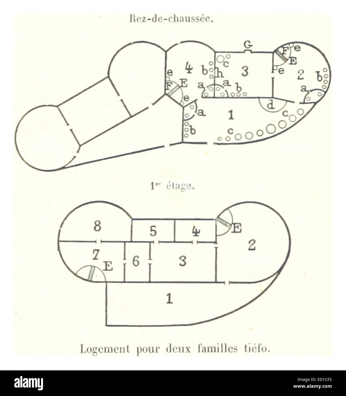 Pg374 Logement pour deux familles tiefo Stock Photo