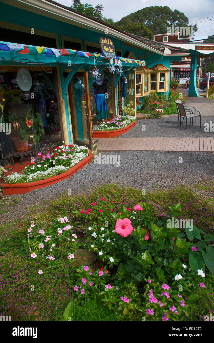 Shops in Makawao, Maui, Hawaii. Stock Photo