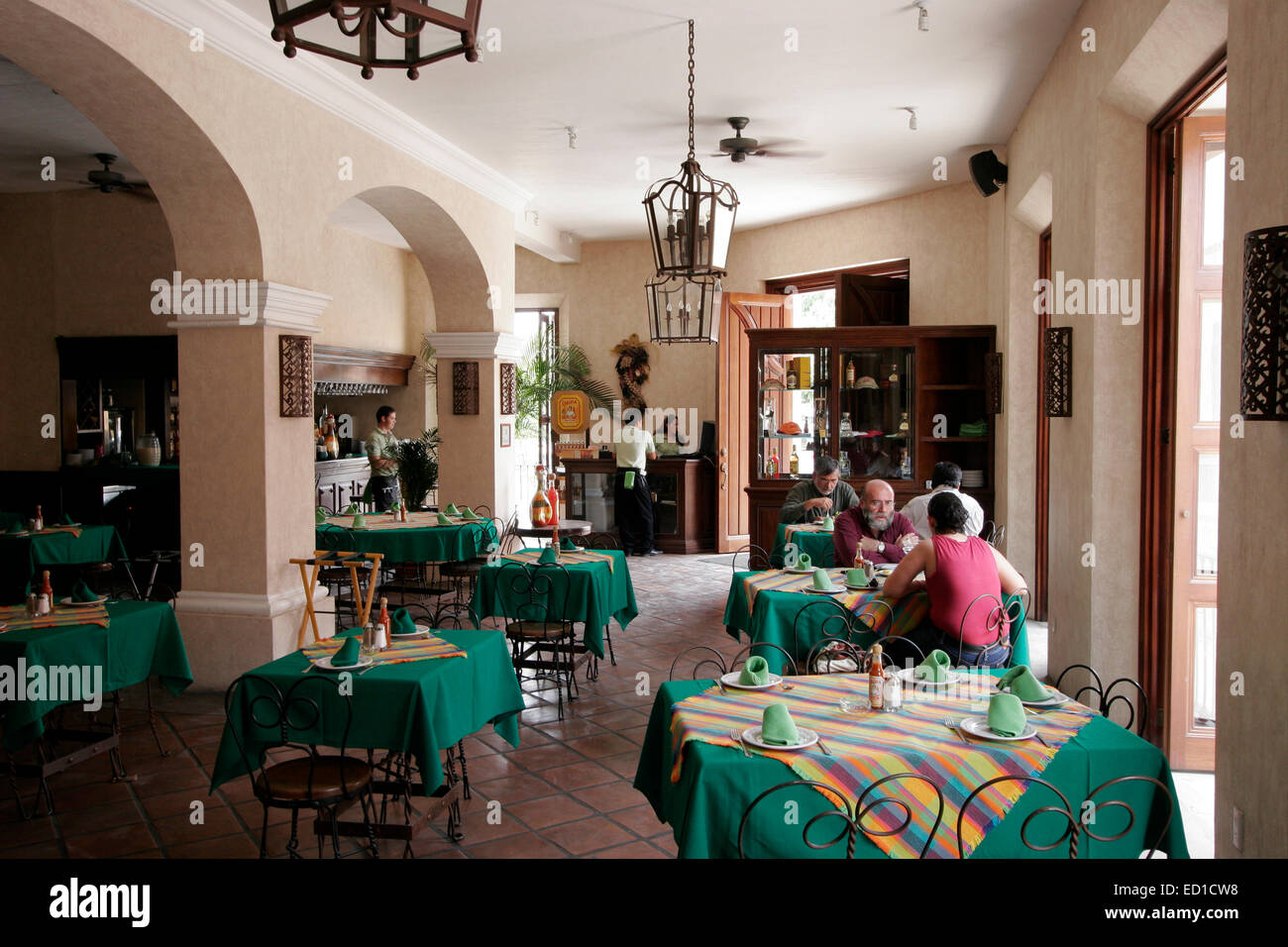 La Fonda restaurant is adjacent to the Jose Cuervo Visitors Center in Tequila, Jalisco, Mexico. Stock Photo