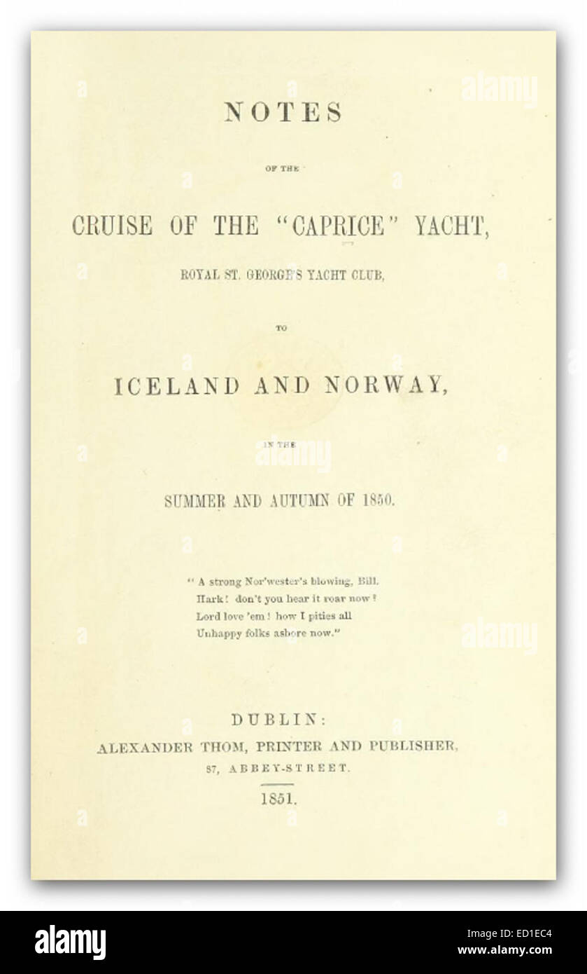 POTTS(1852) Cruise of the yacht CAPRICE to Iceland and Norway Stock Photo