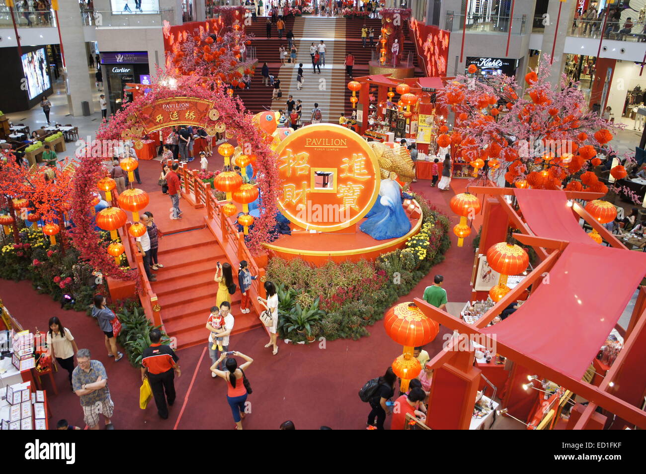 Spring festival decorations in shopping mall, Malaysia Stock Photo