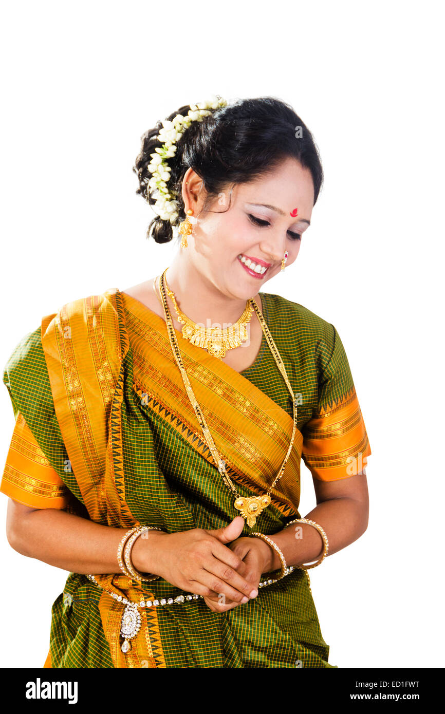 1 South  indian Lady Shyness Stock Photo