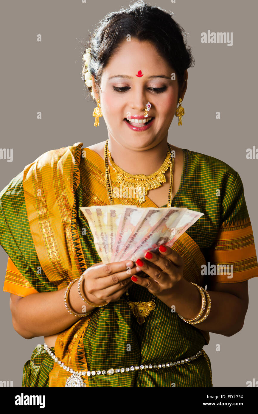 1 South  indian Lady Money Lottery Stock Photo