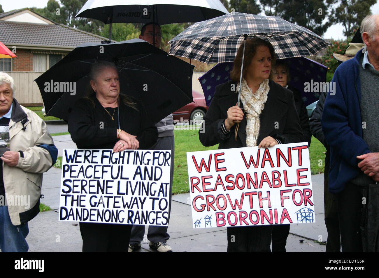 Residents of Boronia, Victoria. Protest Against Proposed Changes to Allow High Rise, Multi Storey Development in their town Stock Photo