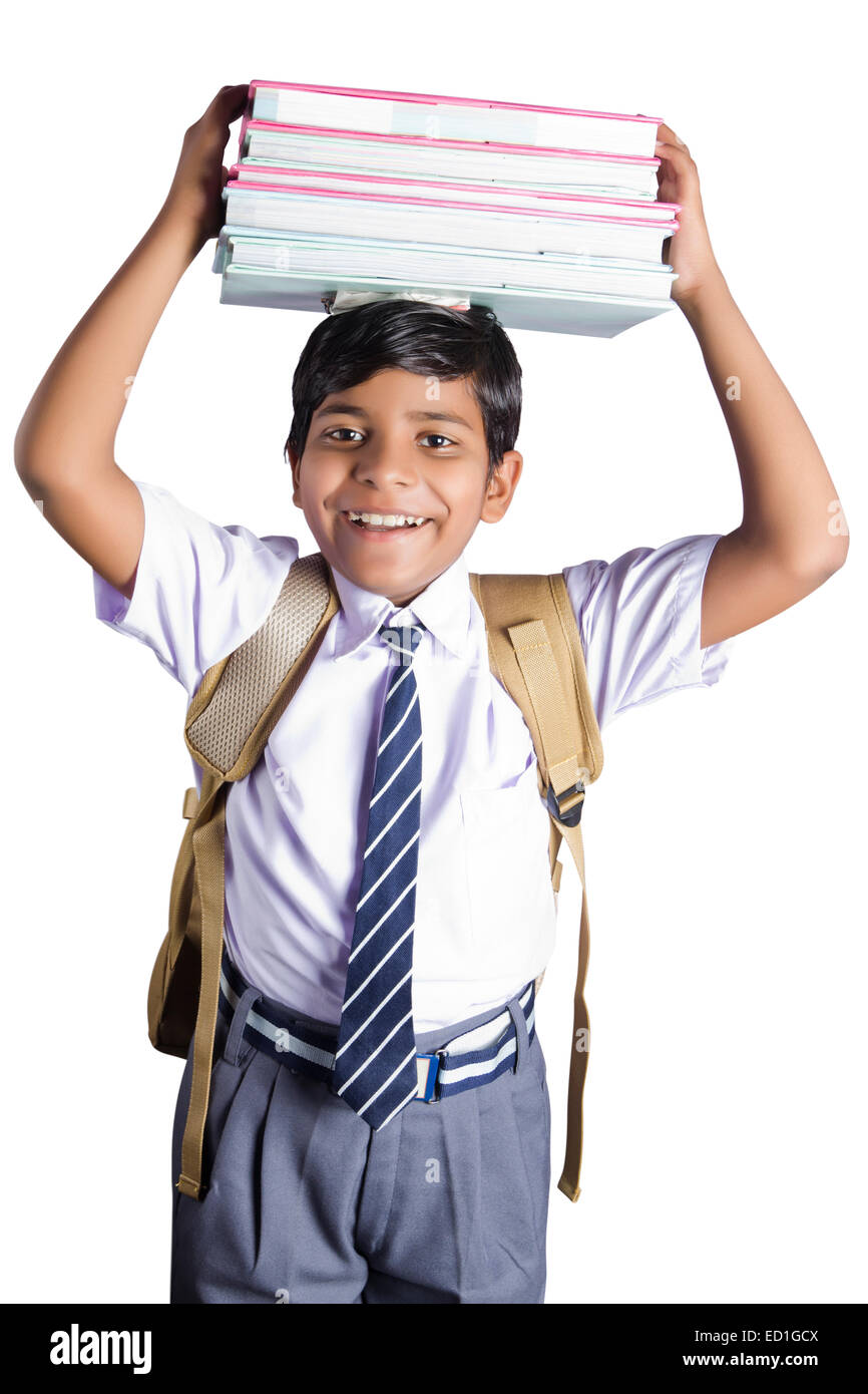 1 indian child school student carry books Stock Photo Alamy