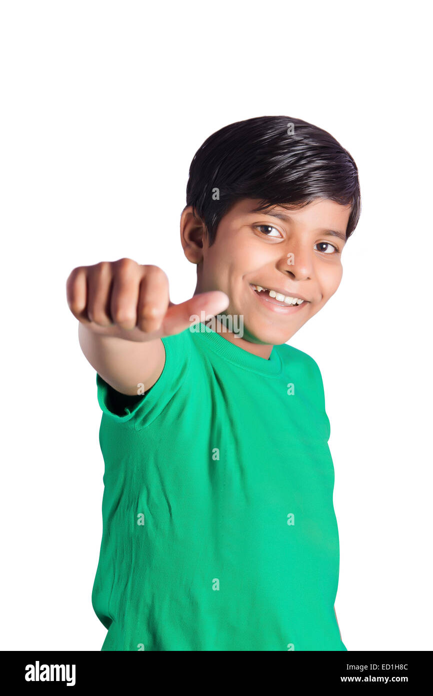 1 indian child boy showing Stock Photo