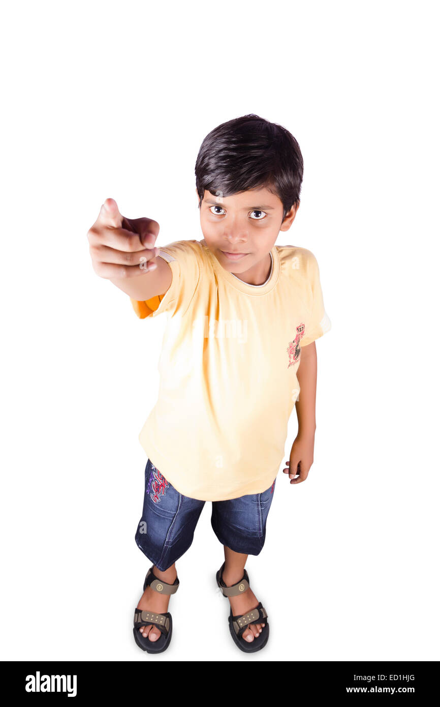 1 indian child boy Warning Stock Photo