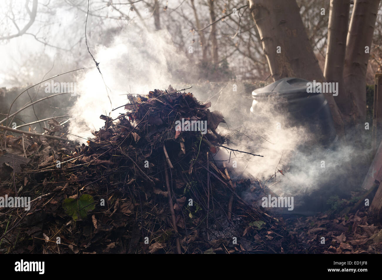 smoky bonfire getting rid of garden rubbish cuttings leaves twigs