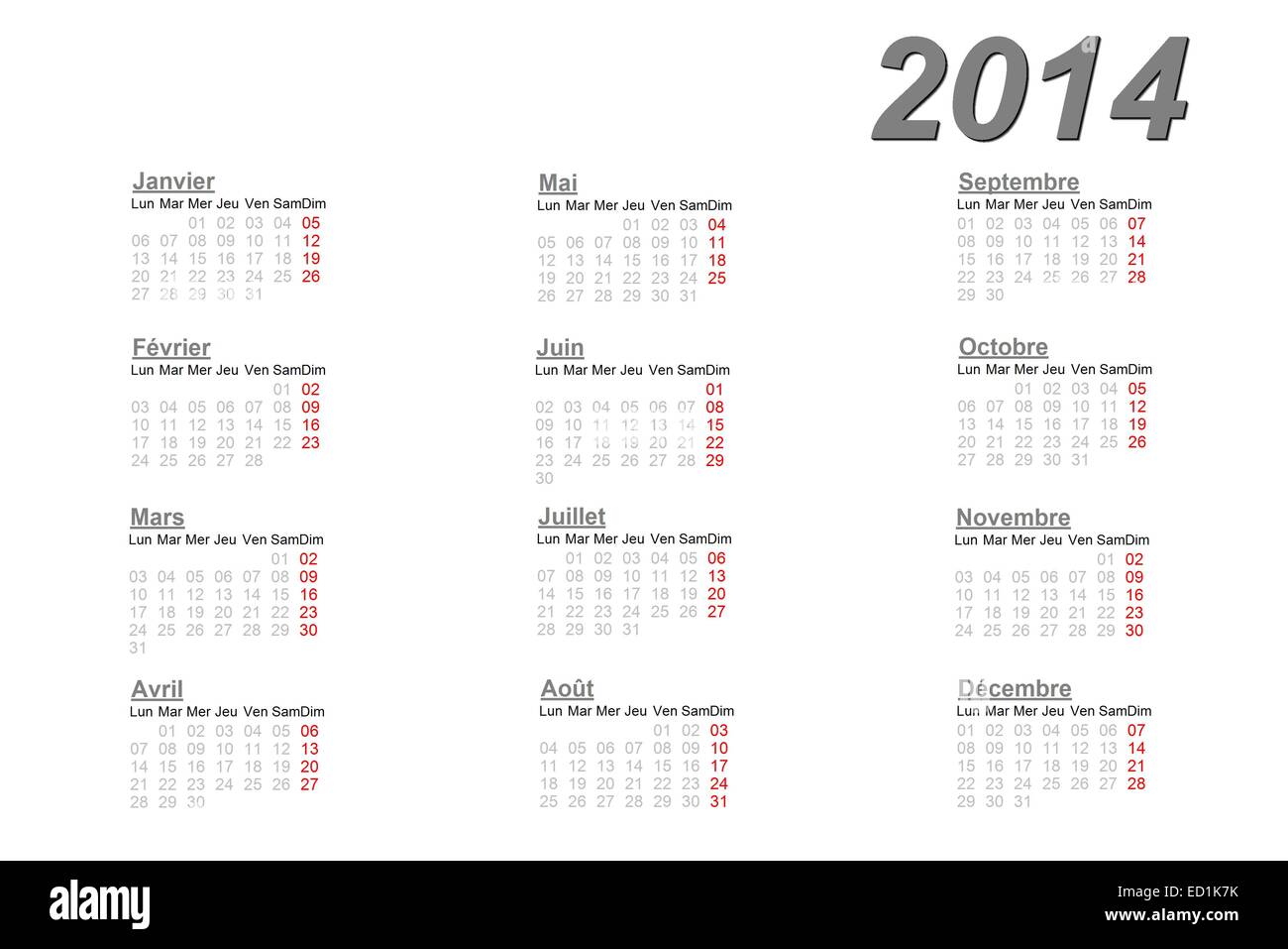 Calendrier francais hi-res stock photography and images - Alamy