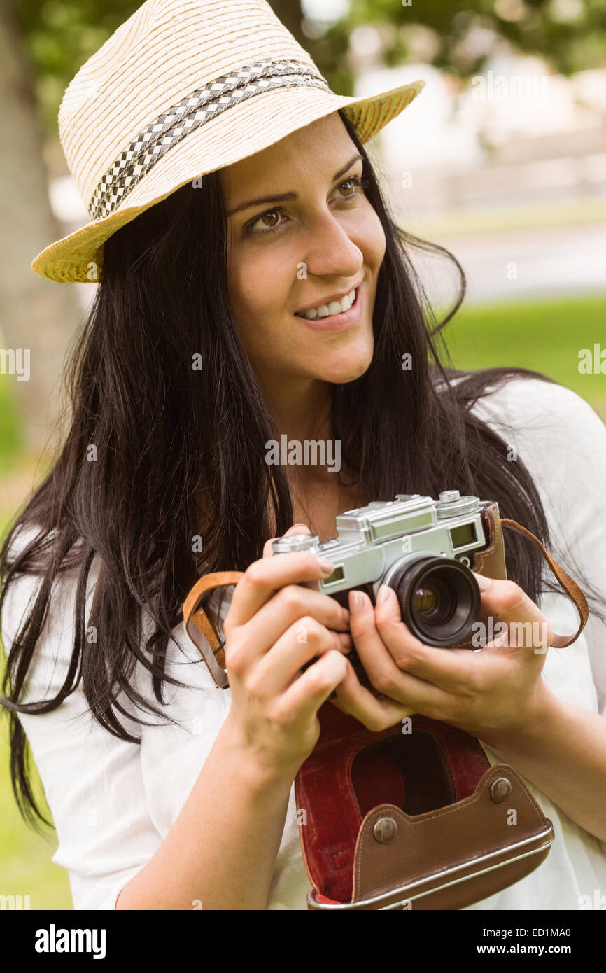Woman straw hat retro hi-res stock photography and images - Alamy