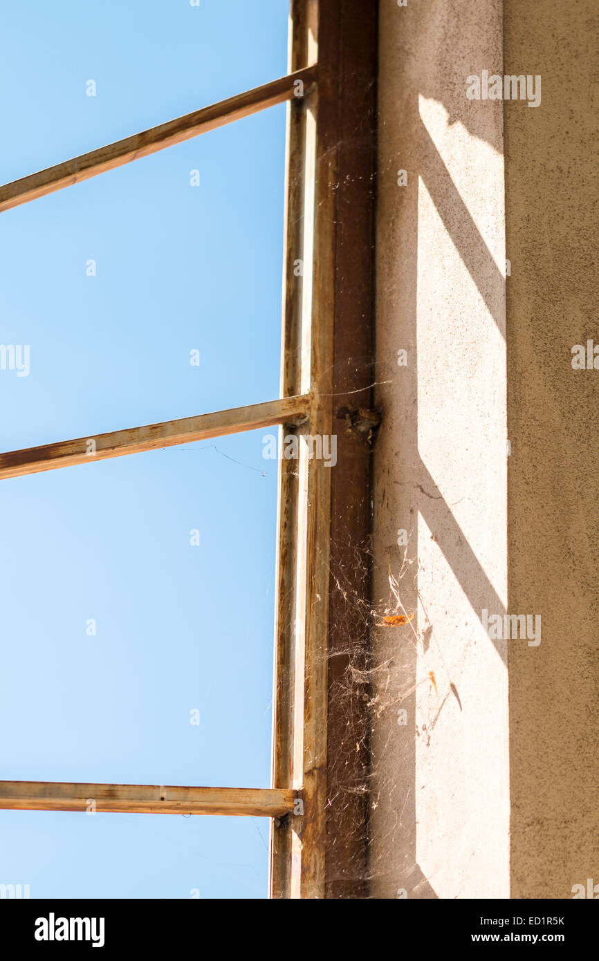 Metal pattern in a window without glass Stock Photo