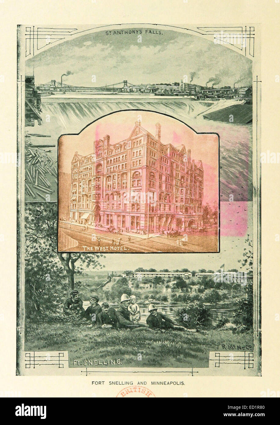 WHEELER1893 pg022 FORT SNELLING AND MINNEAPOLIS Stock Photo
