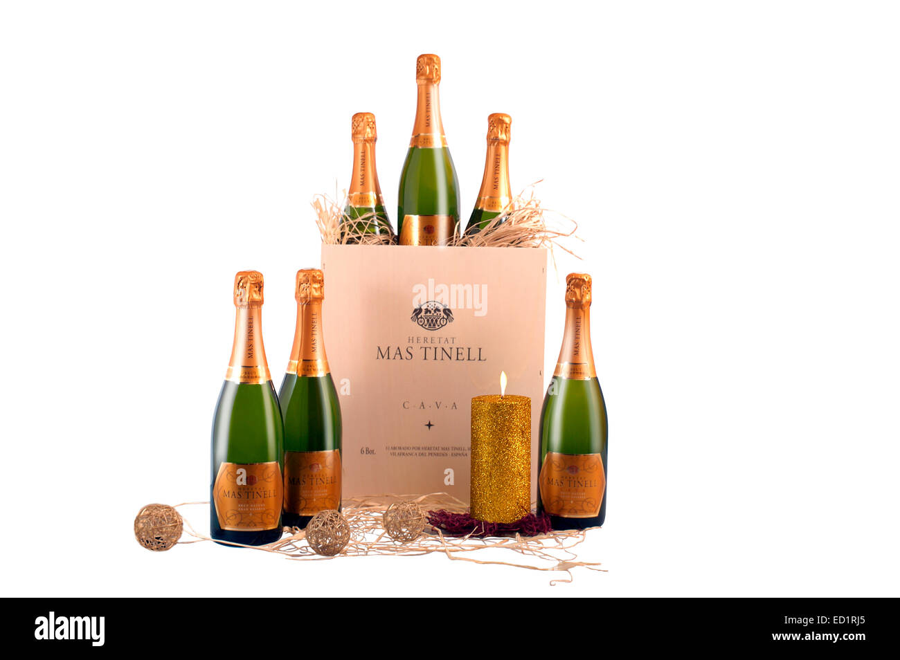 Spanish Bottle of Cava Sparkling wine. Catalonia cava mastinell. Founded in 1989, this company produces 300 bottles of Cava spar Stock Photo