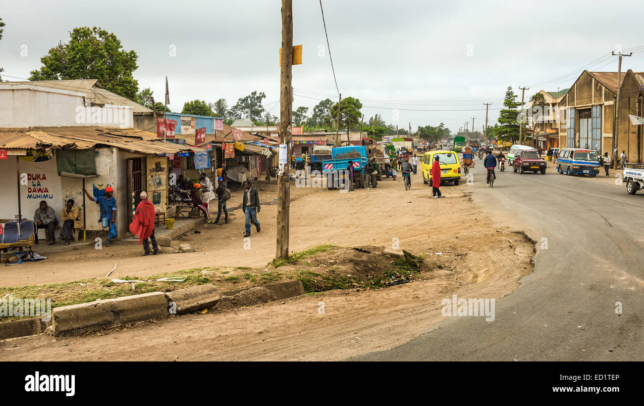 Typical street scene in Arusha Stock Photo