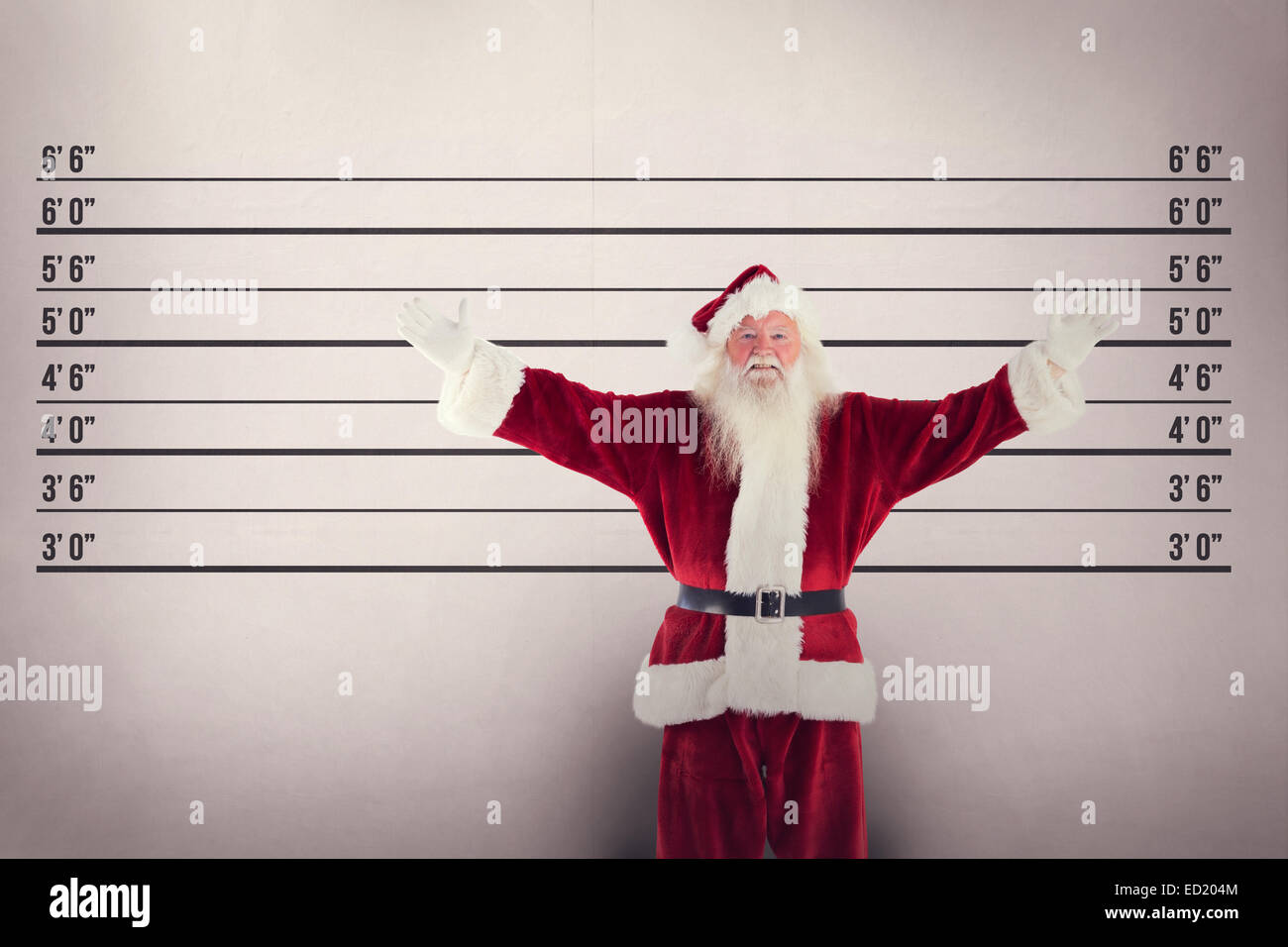 Composite image of jolly santa opens his arms to camera Stock Photo - Alamy