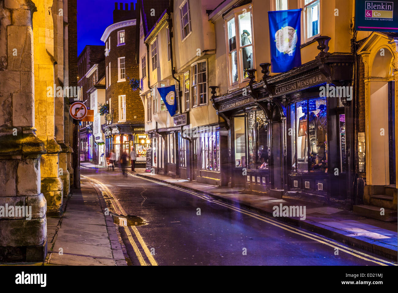 High Petergate in the city of York at twilight Stock Photo Alamy