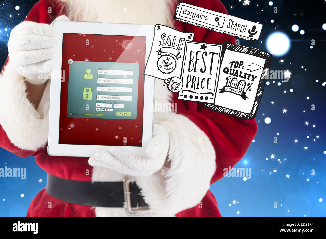 Composite image of santa claus showing tablet pc Stock Photo - Alamy