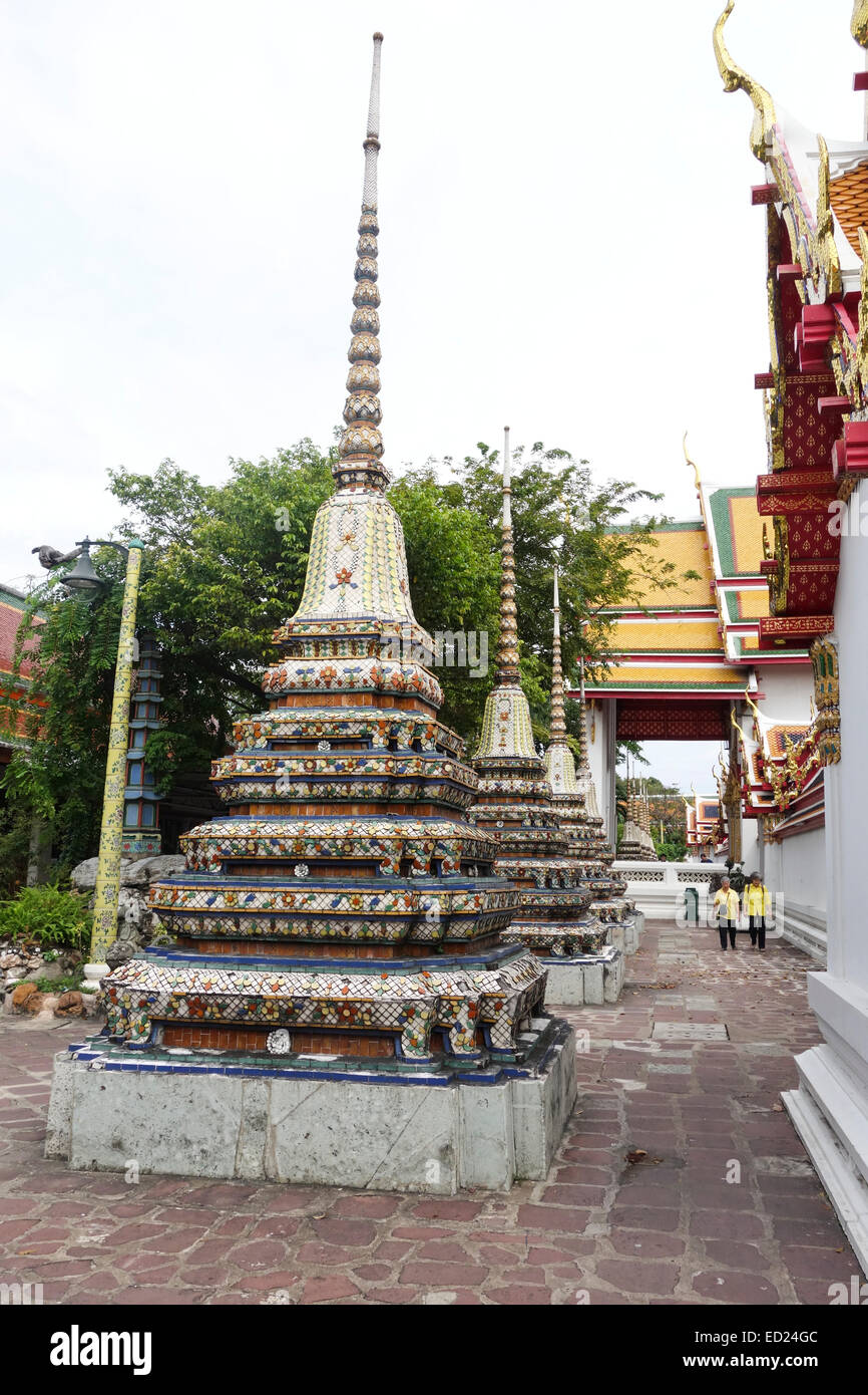 Spires prang at Wat Pho, Buddhist temple in Phra Nakhon district, Bangkok, Thailand. Southeast Asia Stock Photo