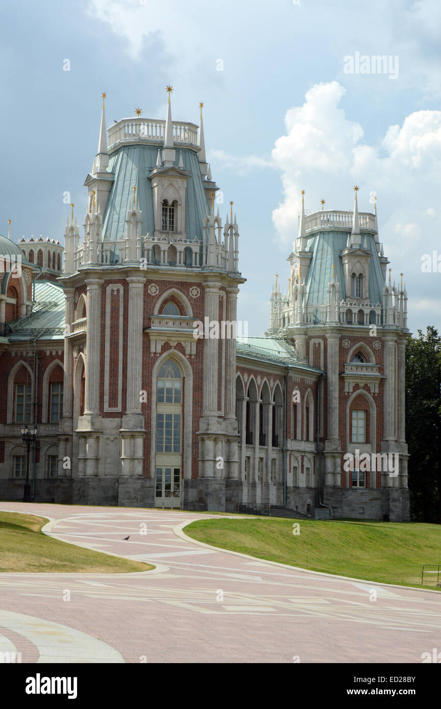 The Tsaritsyno  The Grand Palace  The Angular Tower  Heat Stock Photo
