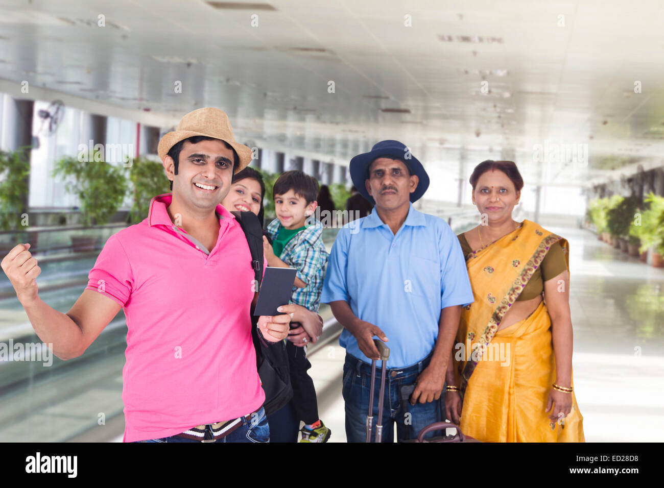 indian Joint Family group happy Journey Stock Photo