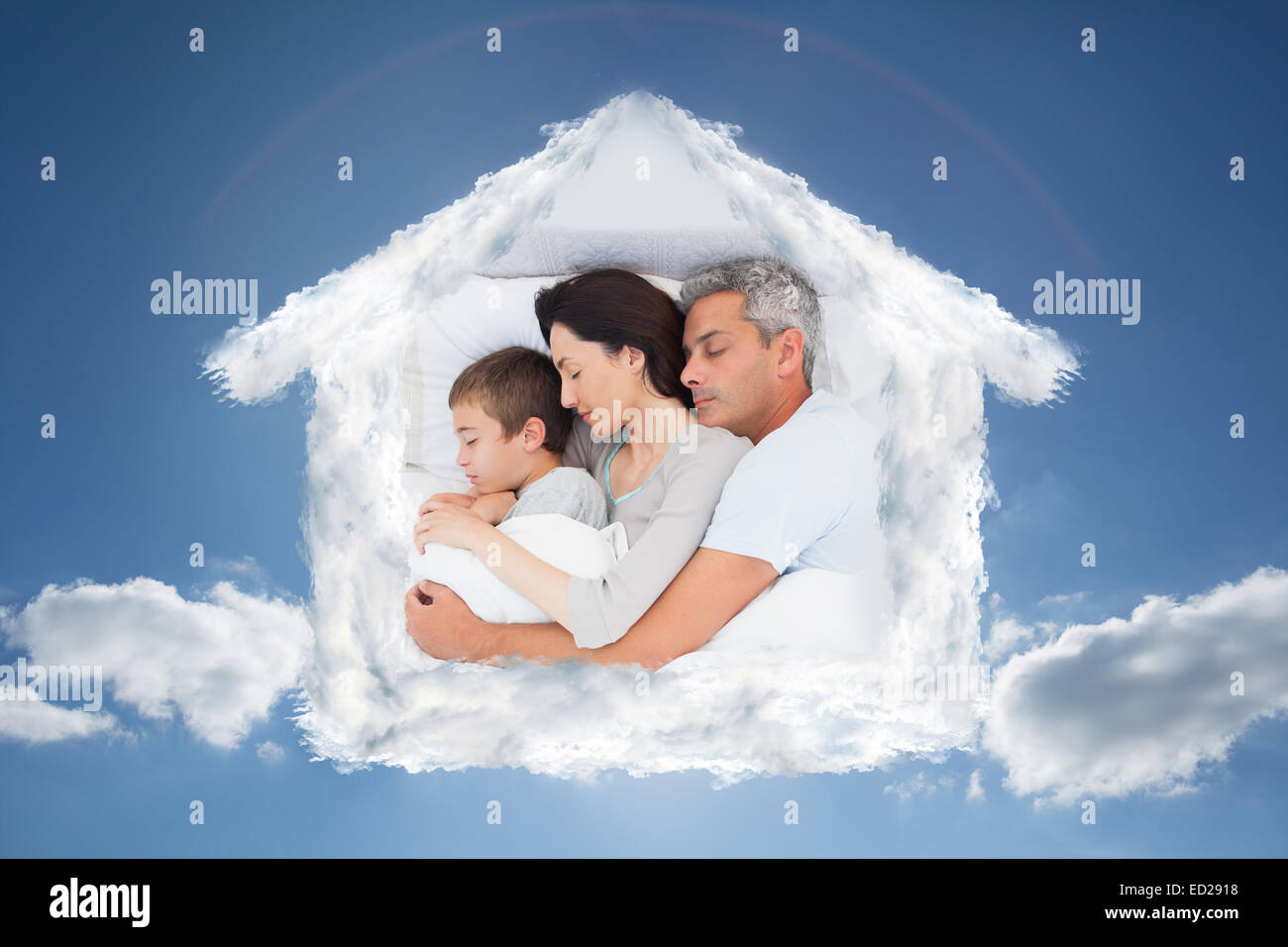 Composite Image Of Cute Family Sleeping Together In Bed Stock Photo Alamy   Composite Image Of Cute Family Sleeping Together In Bed ED2918 