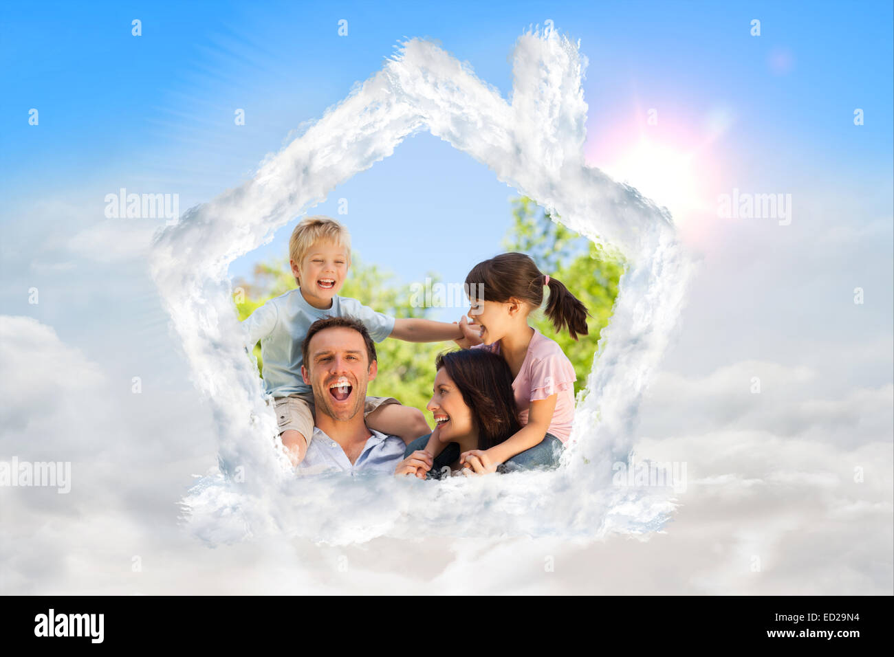 Composite image of house outline in clouds Stock Photo - Alamy