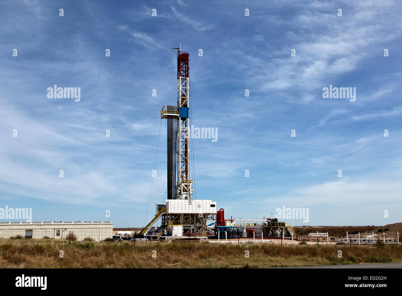 Flex drill rig operating, Texas. Stock Photo