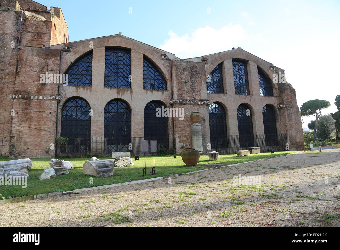 Italy. Rome. Baths of Diocletian. Rome. Ruins. Exterior. Stock Photo