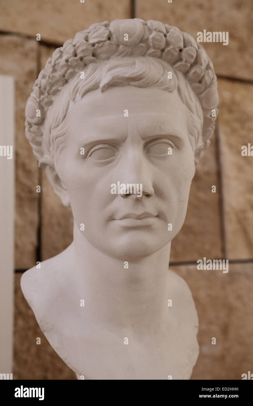 Augustus (63BC-14AD). Founder of the Roman Empire and first Emperor (27BC-14AD). Bust. Copy. Stock Photo