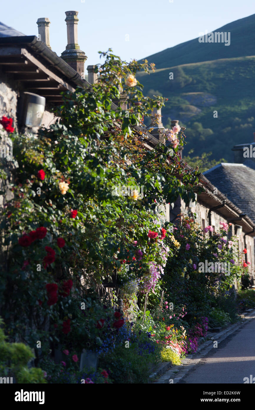 Village of Luss, Scotland. Picturesque summer evening view of cottages