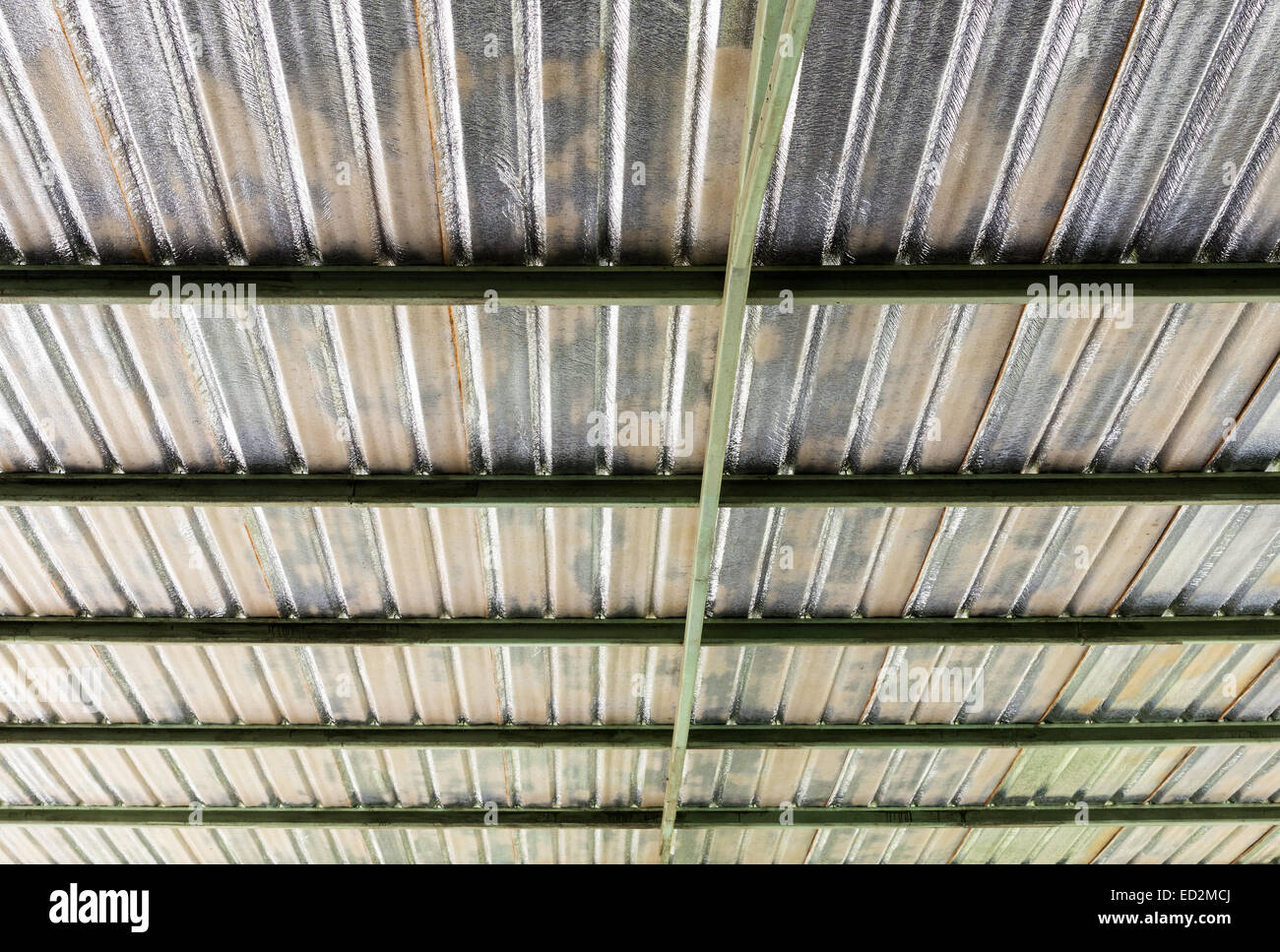 Metal sheet roof with insulation of modern factory in Thailand Stock