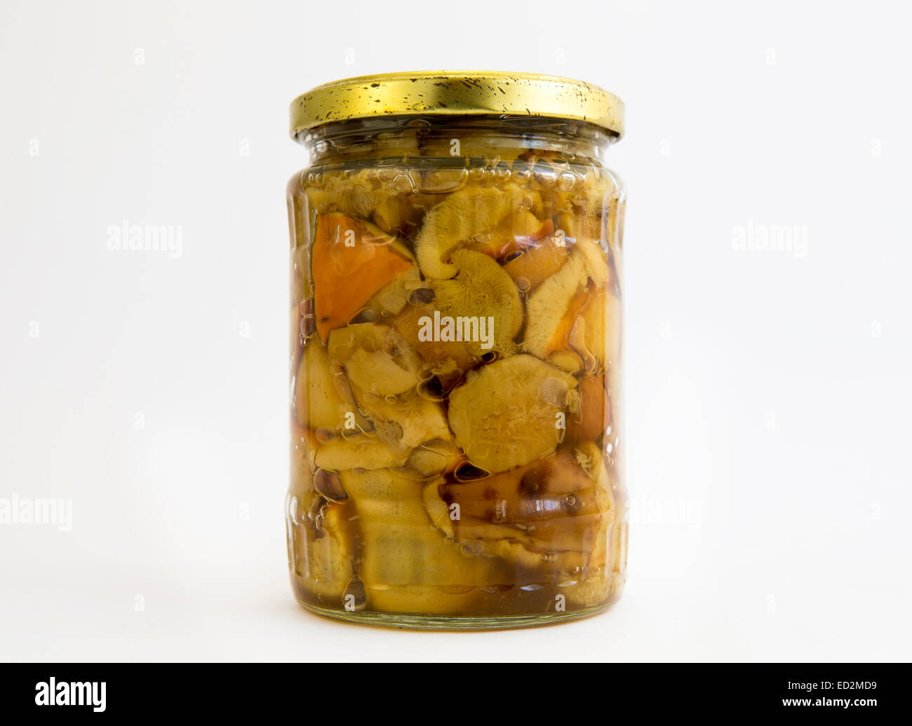 Mushrooms in a jar isolated on white Stock Photo Alamy