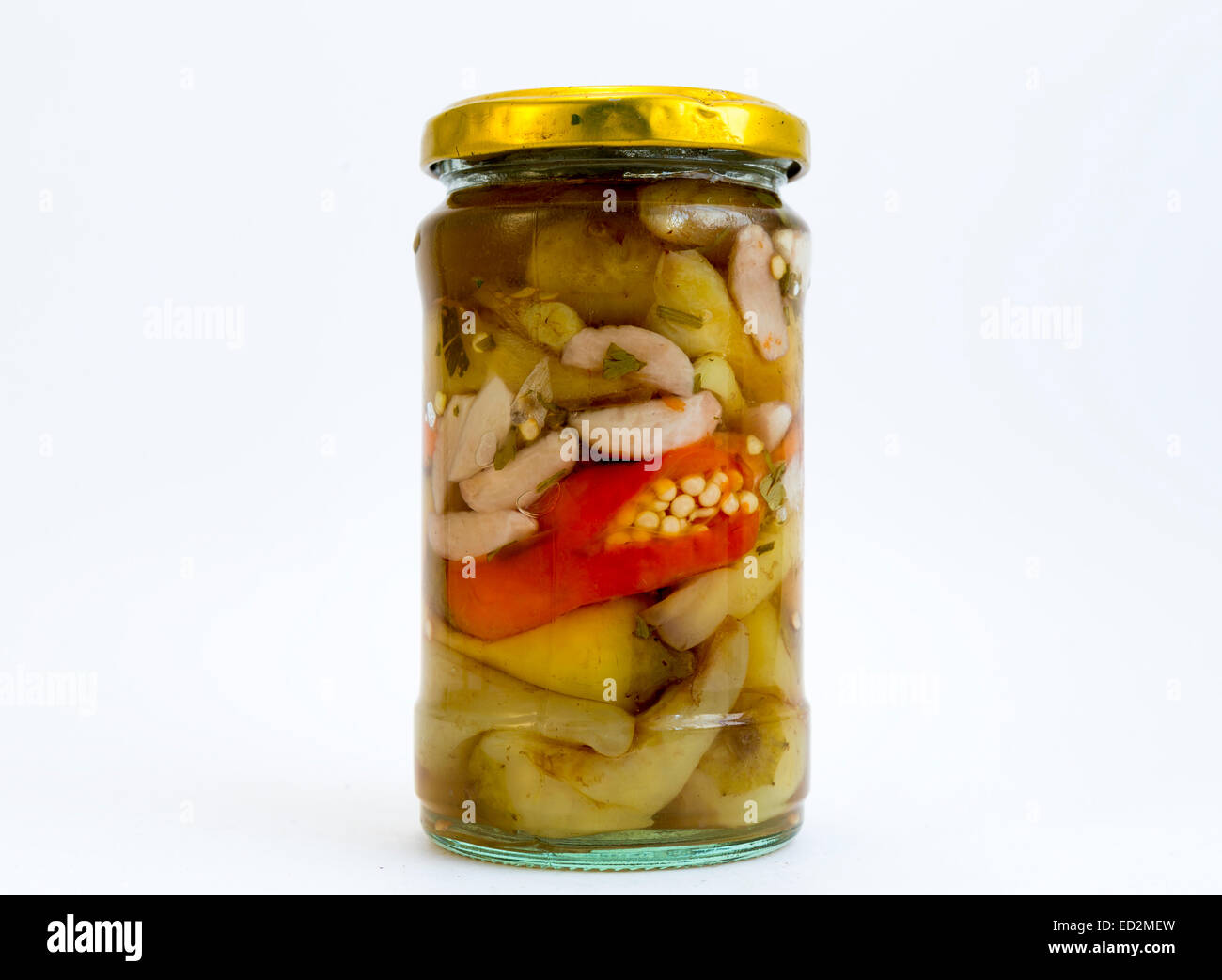 Chilies hot peppers in a jar isolated on white Stock Photo Alamy