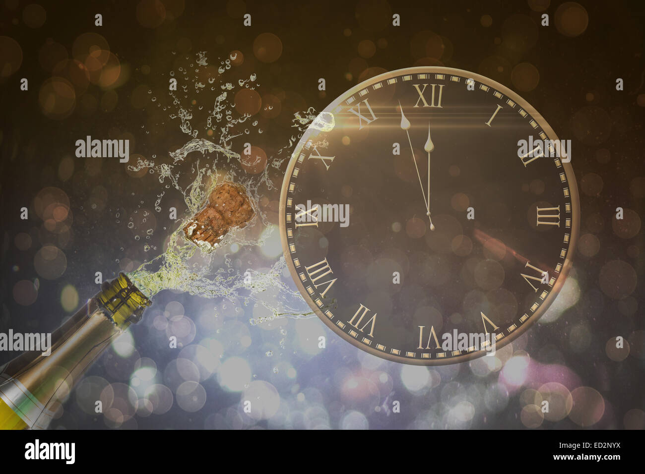 Composite image of clock counting down to midnight stock photo alamy