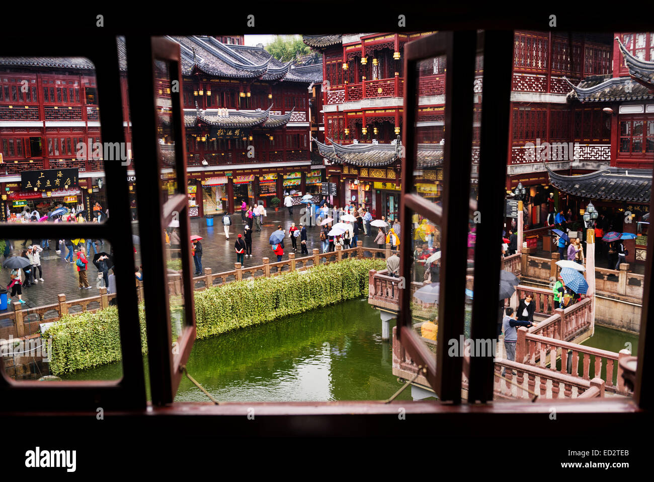 License available at MaximImages.com - View out of the window on the Old City of Shanghai, China Stock Photo
