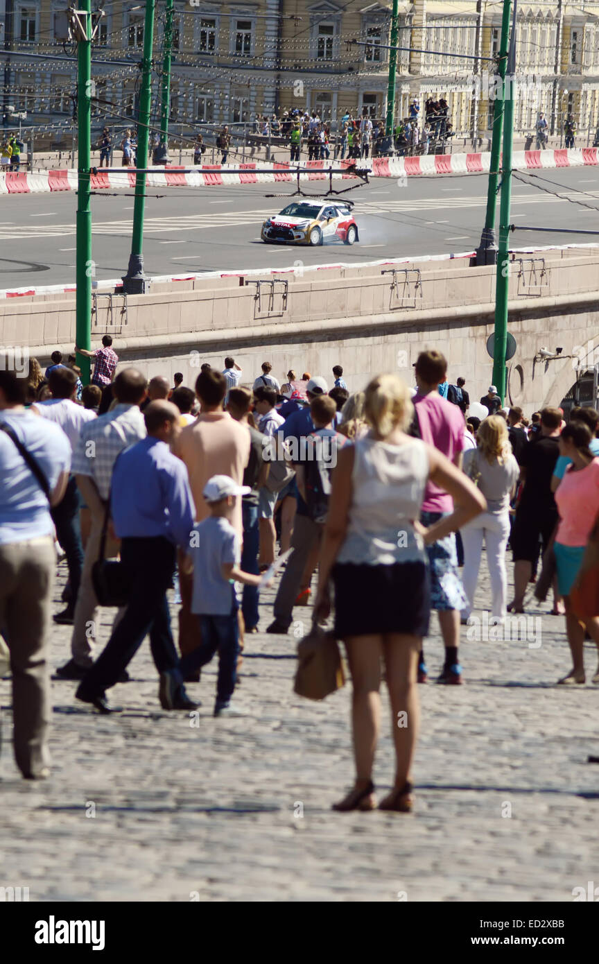 High speed  Moscow City Racing  Many viewers  July Stock Photo