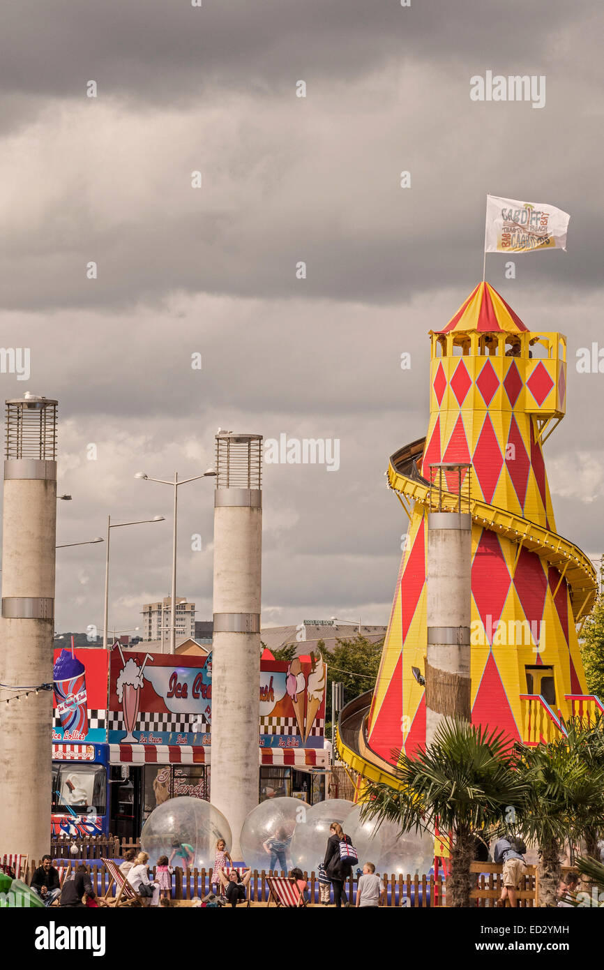 Helter Skelter Ride Amusement Park Cardiff Bay UK Stock Photo