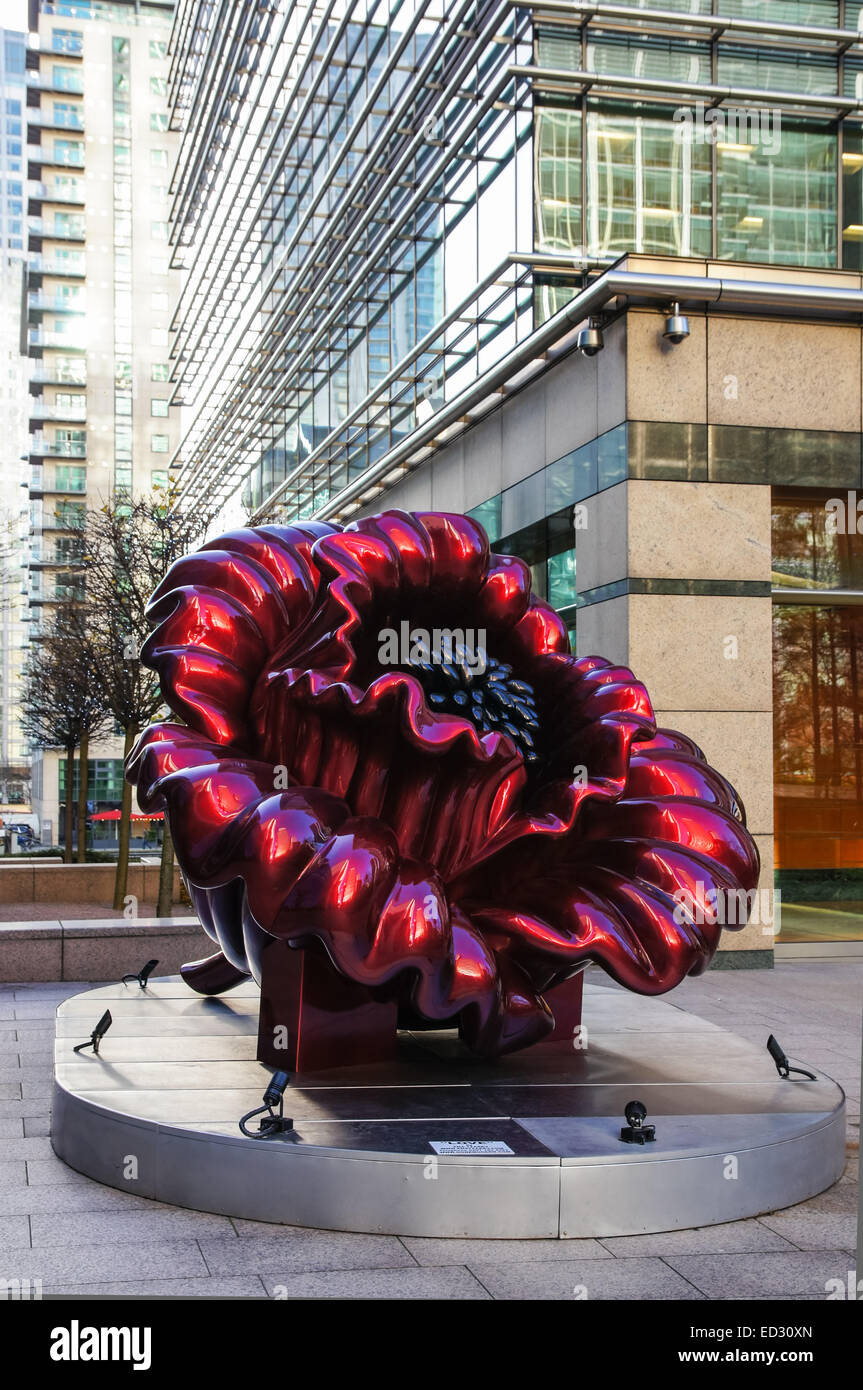 Ana Tzarev's Love & Peace flower sculpture at Canary Wharf, London