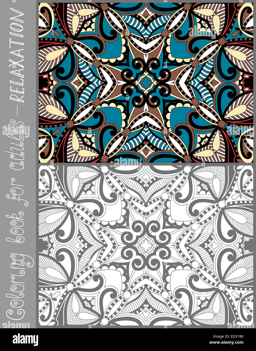 coloring book page for adults - flower paisley design Stock Photo - Alamy