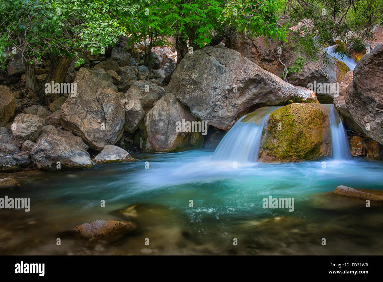 A creek near Margoon Falls, Fars Province, Iran Stock Photo