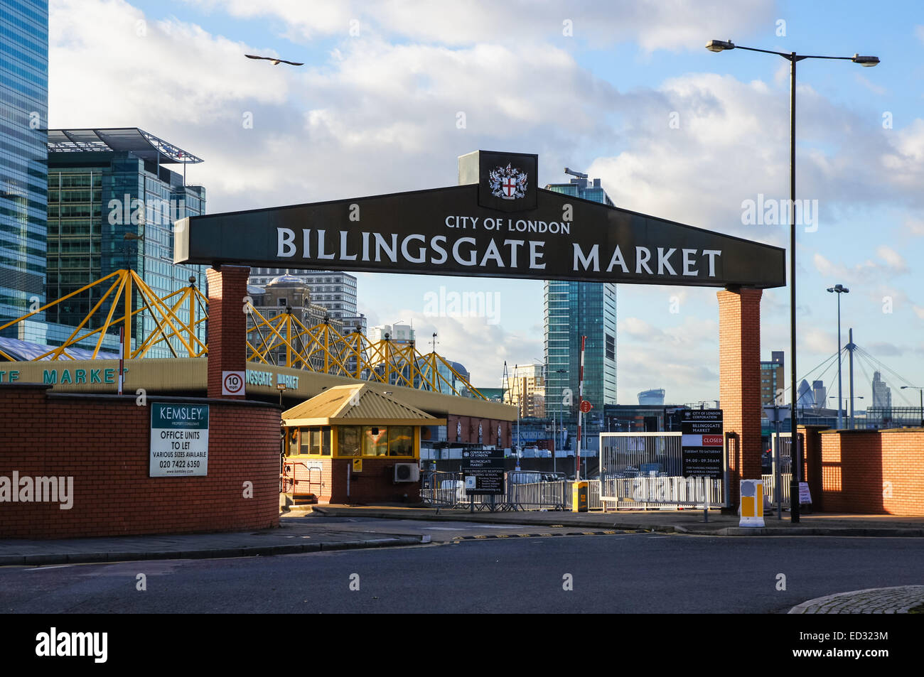 Entrance to the Billingsgate fish market at Canary Wharf, London