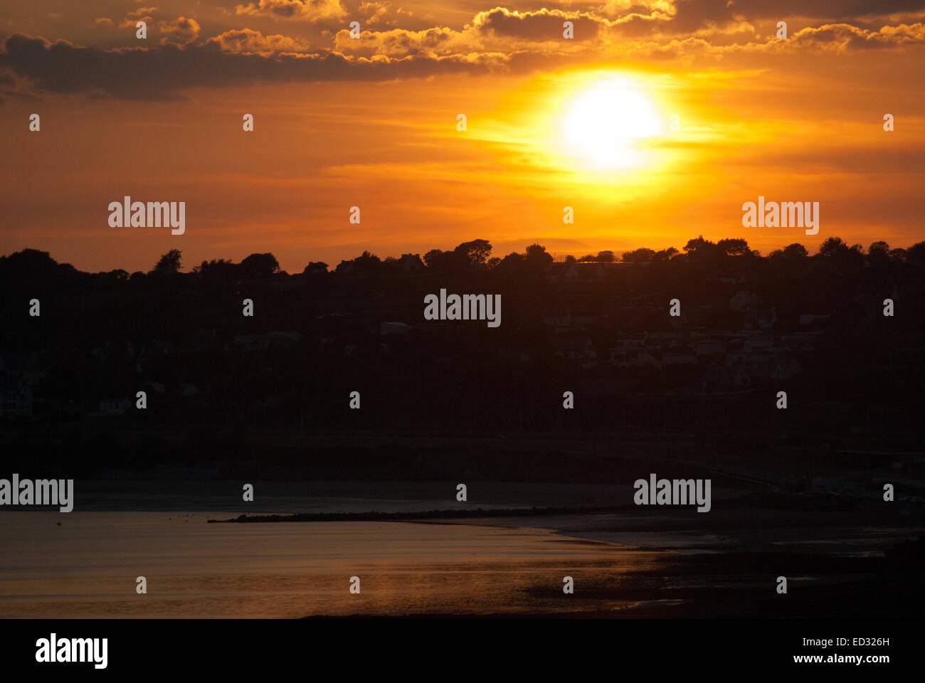 sunset over the sea Brittany France Stock Photo - Alamy