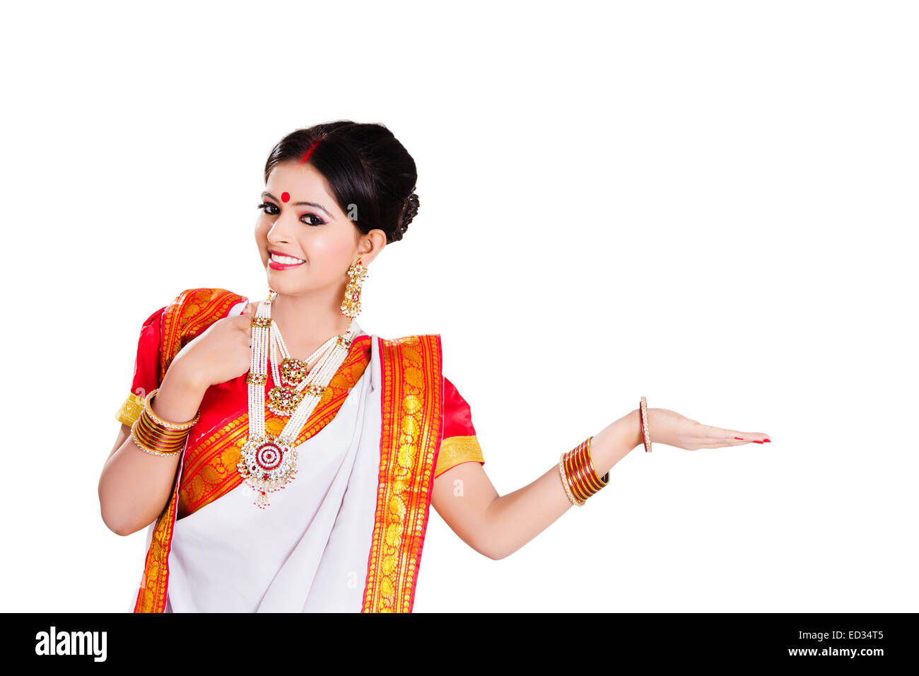 1 South indian Housewife lady hand showing Stock Photo