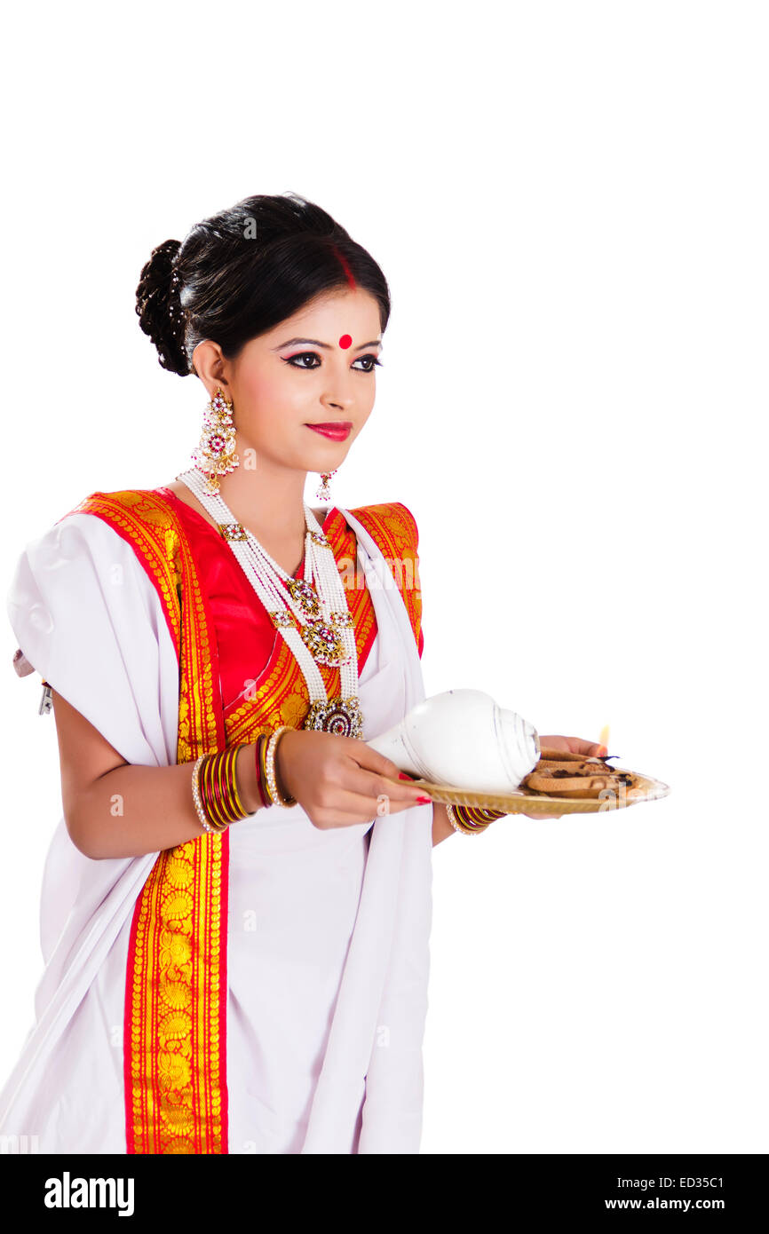 1 South  indian Housewife lady Worship Stock Photo