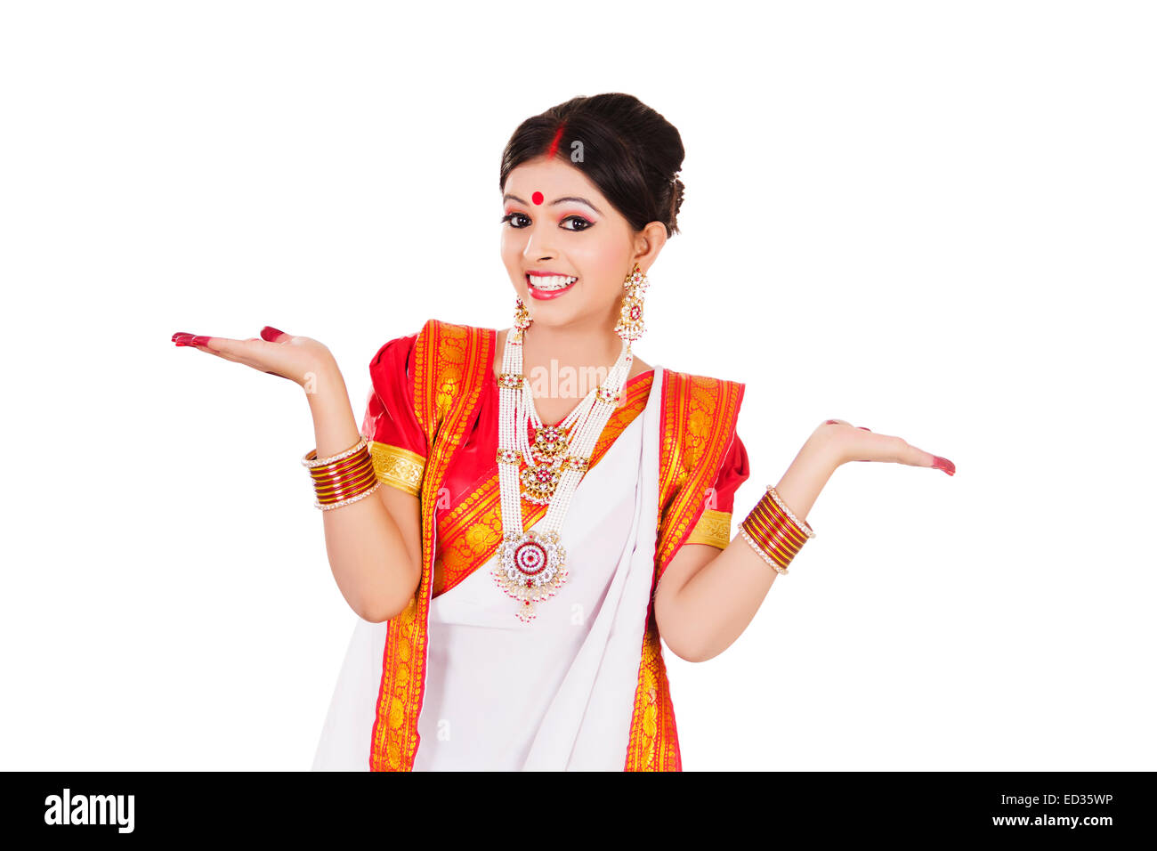 1 South indian Housewife lady hand showing Stock Photo