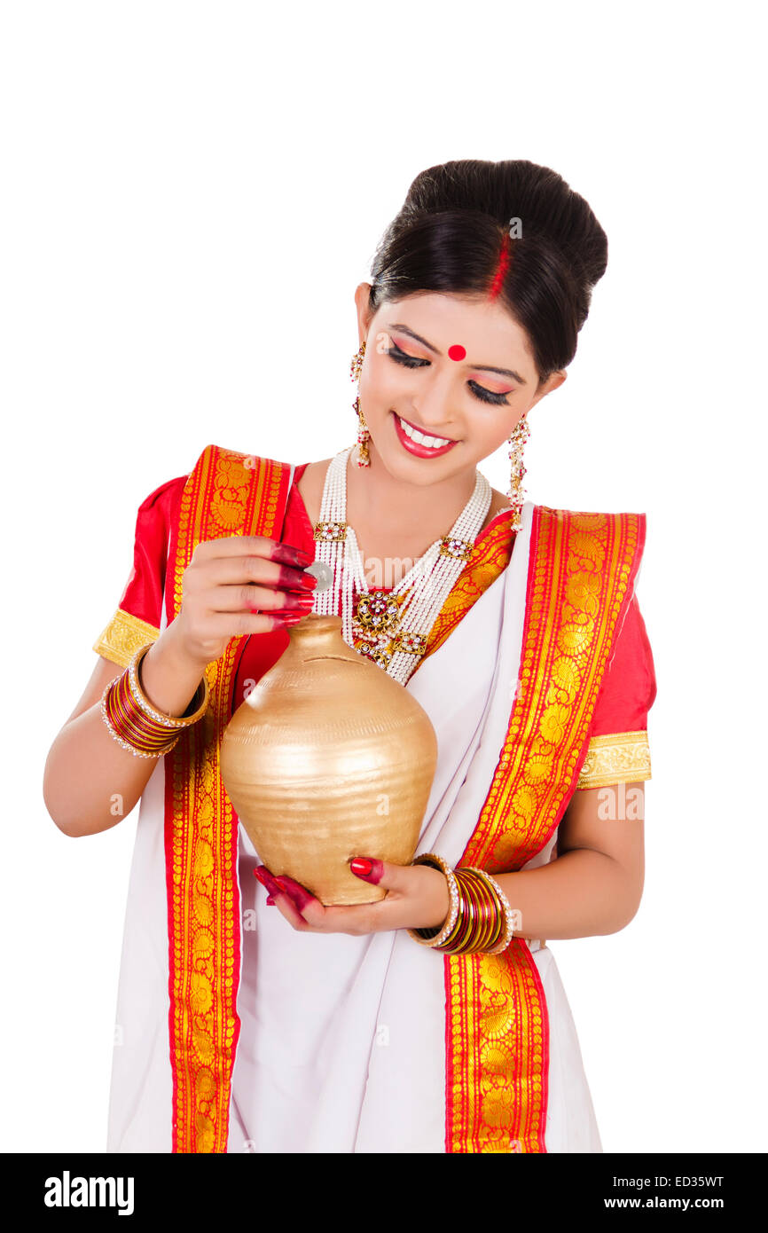 1 South indian Housewife lady saving money Piggy Bank Stock Photo - Alamy